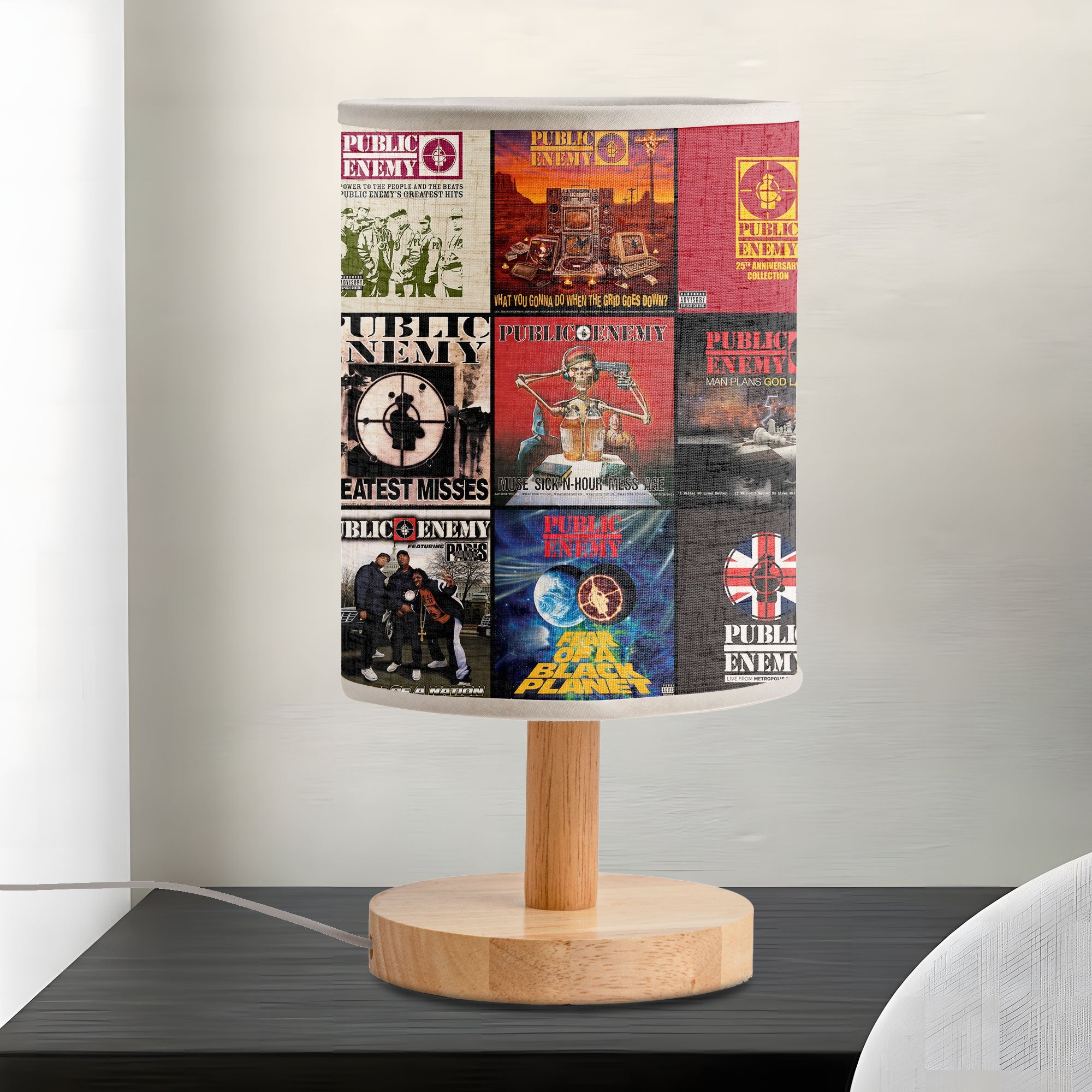 Public Enemy Albums Fabric Lamp Hip-Hop Revolution Glow