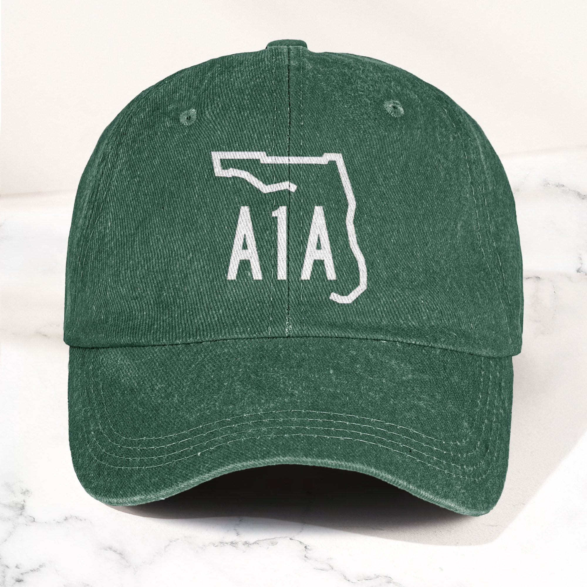 A1A Highway Sign Florida Denim Cap Retro Jimmy Buffett Inspried Hat (With Box)