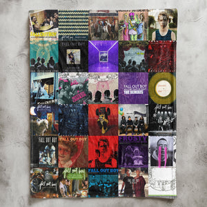 Fall Out Boy Sherpa Blanket Iconic Album Cover Collage Cozy Throw for Pop-Punk Fans