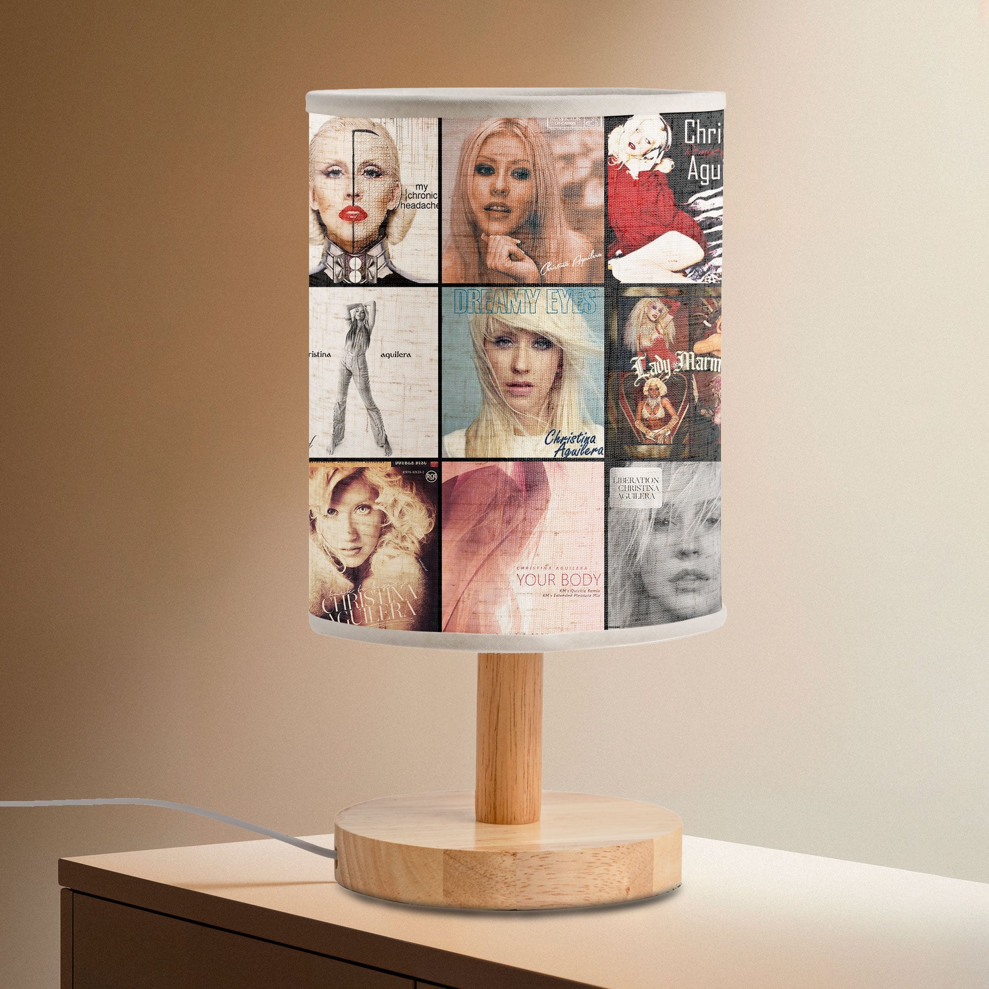 Christina Aguilera Album Collage Lamp Pop Diva Nostalgia Light for Music Lovers
