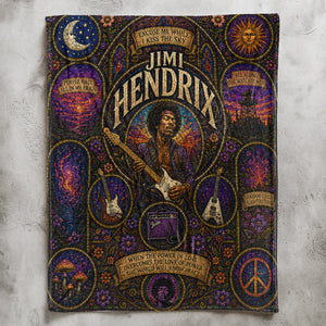 Jimi Hendrix Sherpa Blanket Purple Haze Stained Glass Blanket
