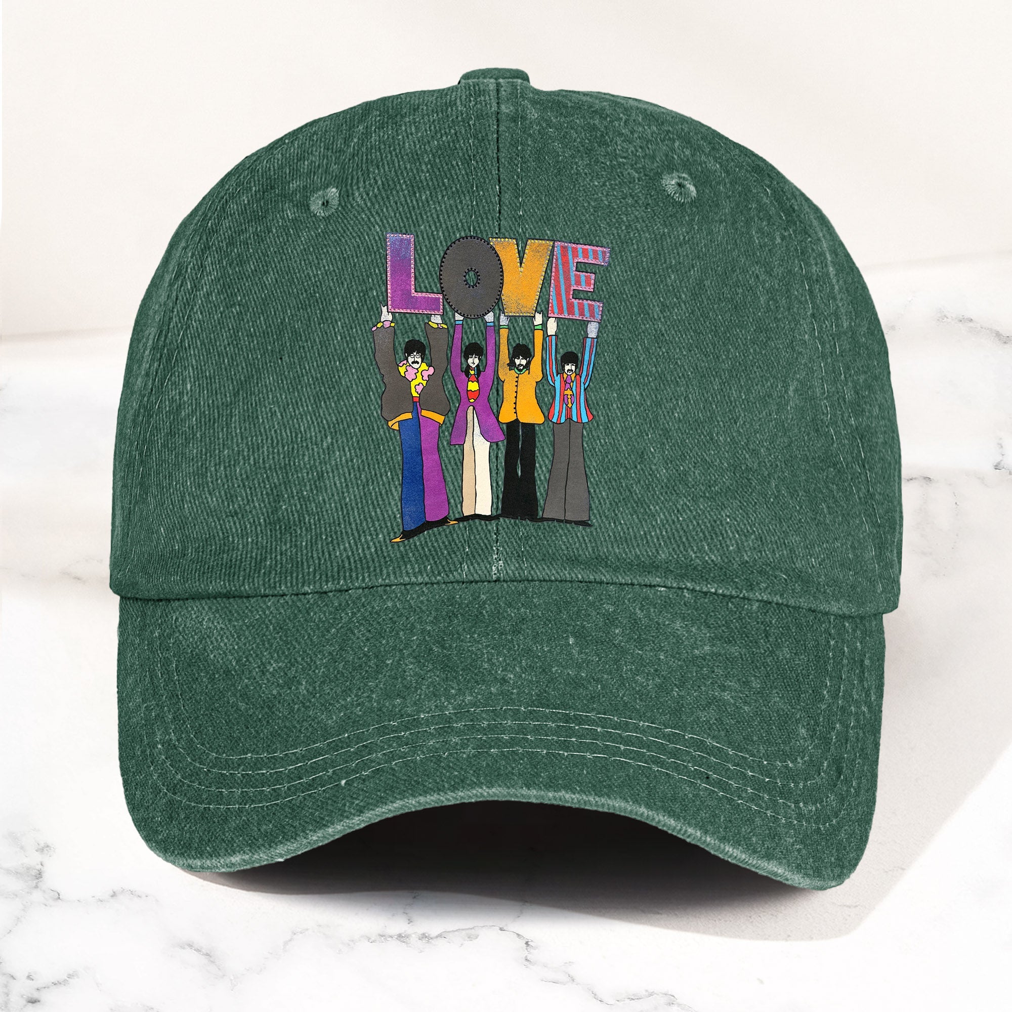The Beatles Denim Dad Cap LOVE Album Inspired Design (With BOX)