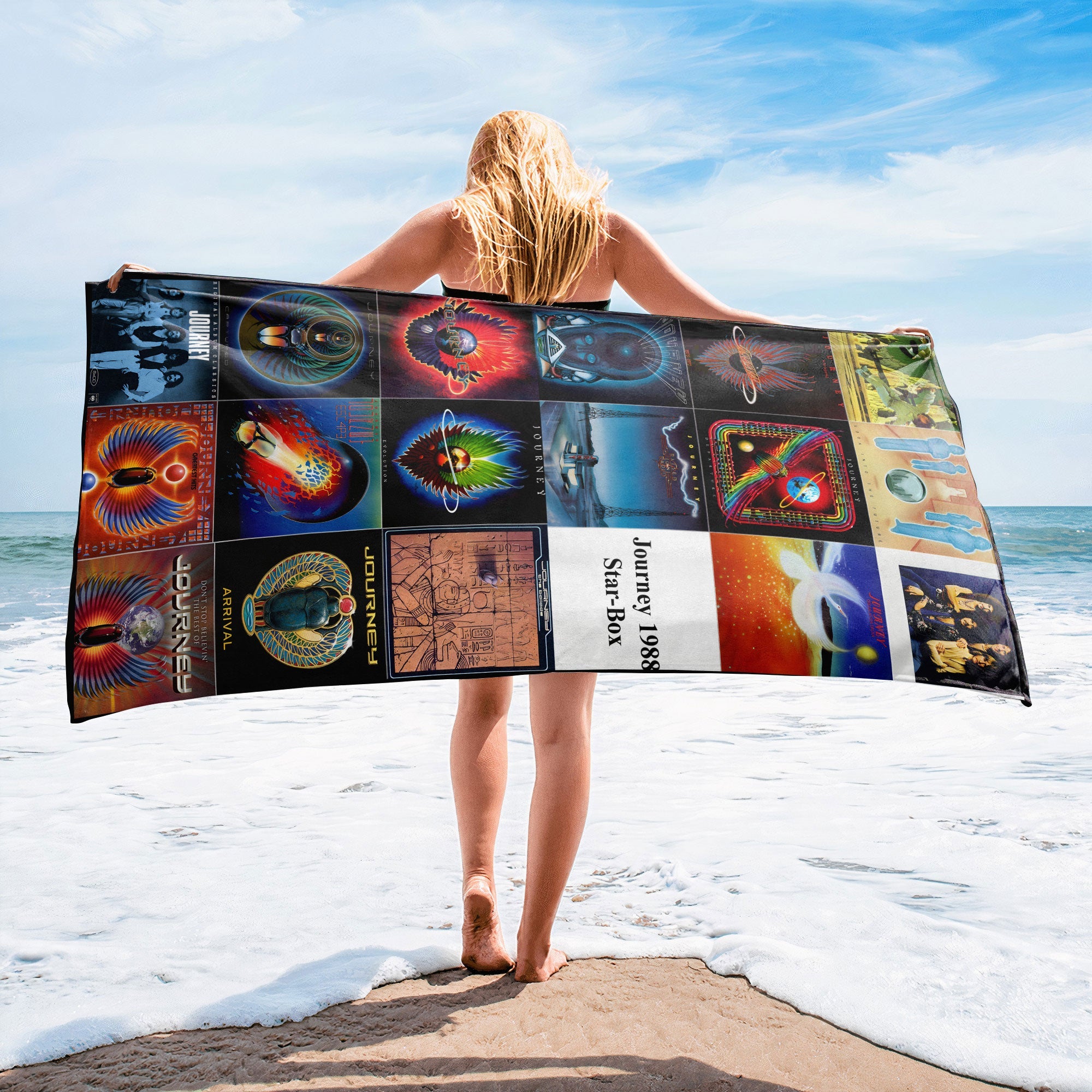 Journey Band Beach Towel Album Cover Collage Classic Rock Towel