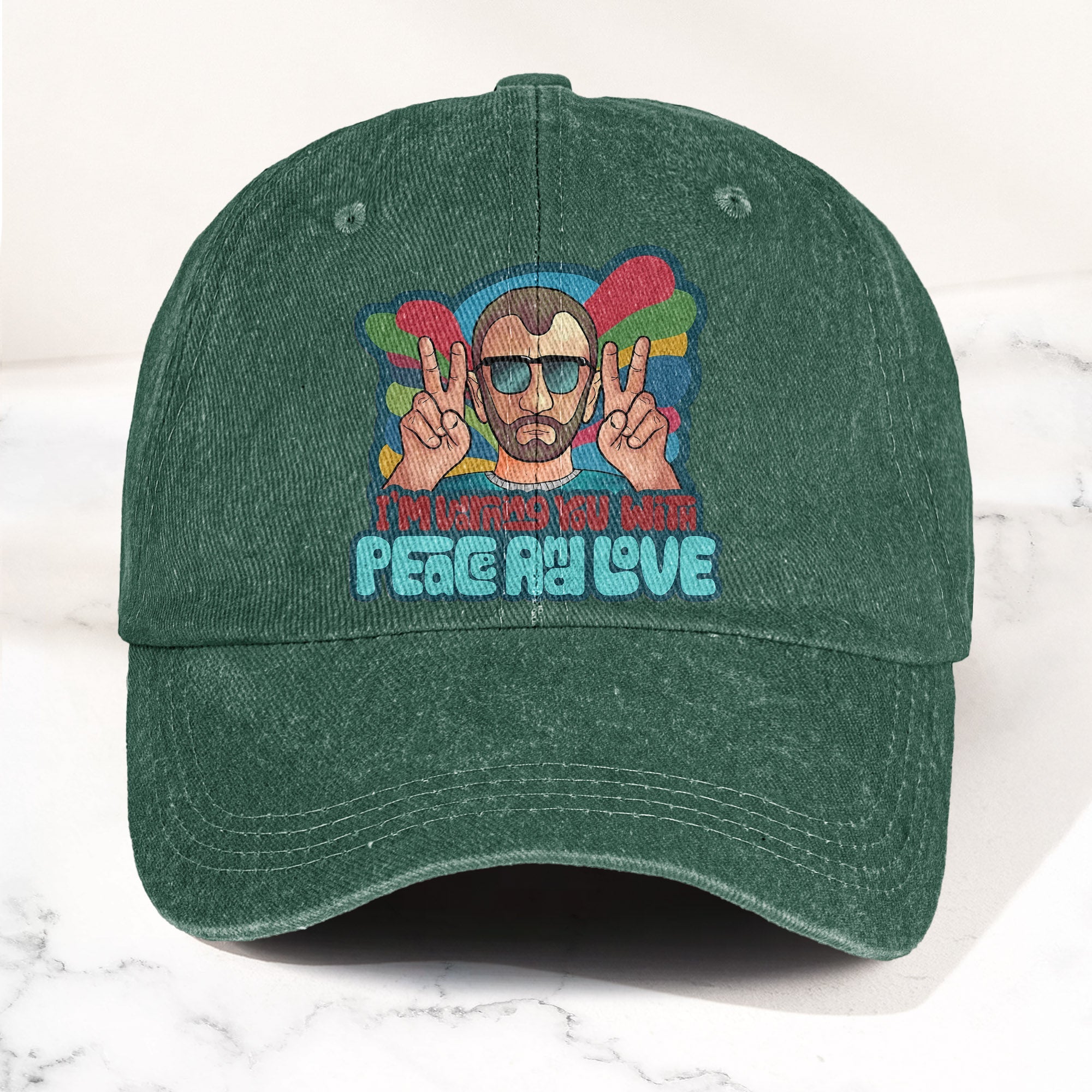 Beatles Ringo Starr Warning You With Peace and Love Denim Cap Retro Rock Music Fan Cap (With Box)