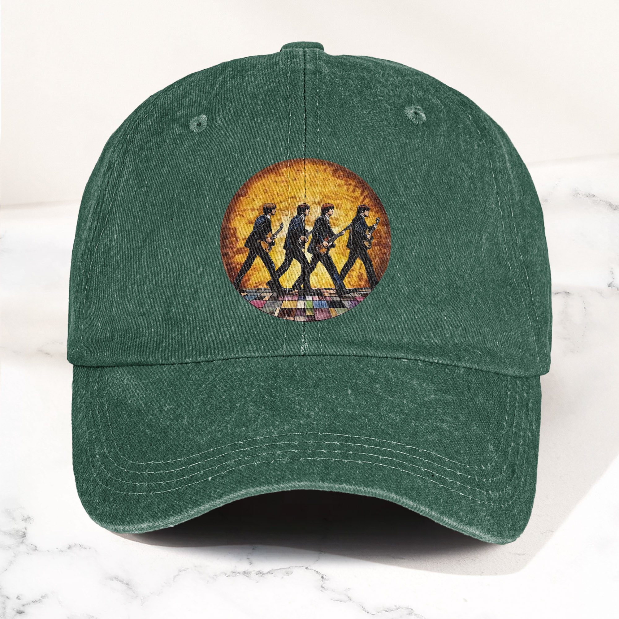 The Beatles Retro Crossing Album Art Sun Catcher Denim Cap Iconic Album Design ( With BOX)