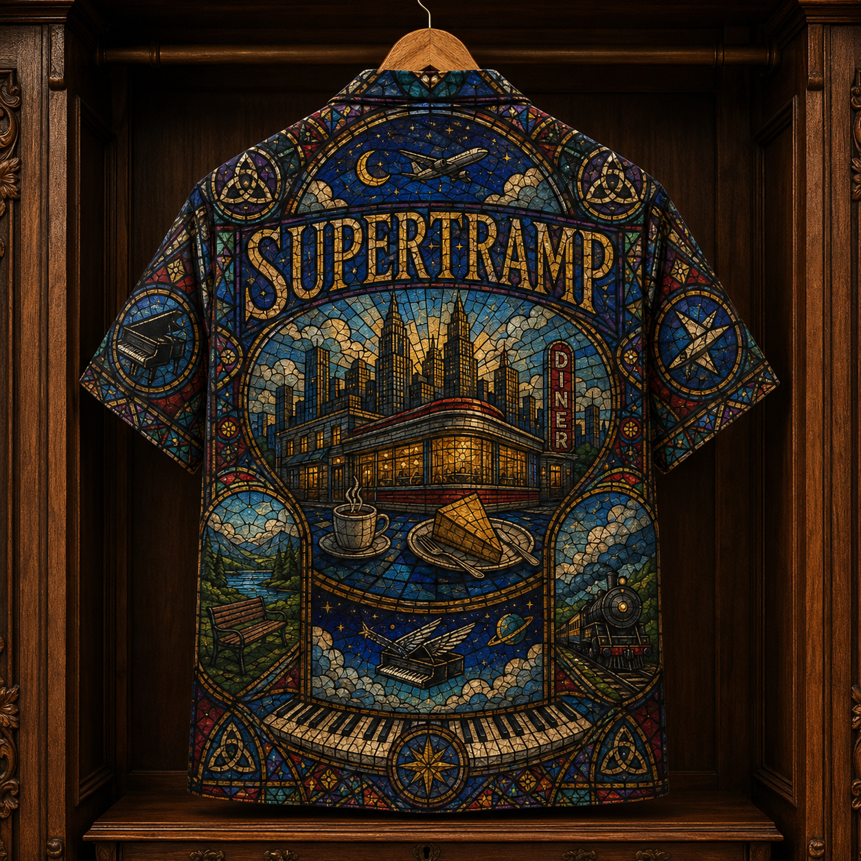Supertramp Hawaiian Shirt - Stained Glass Progressive Rock All-Over Print Button-Up Shirt