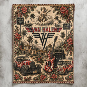 Van Halen Sherpa Blanket Frankenstrat Guitar Vintage Collage Hard Rock Blanket