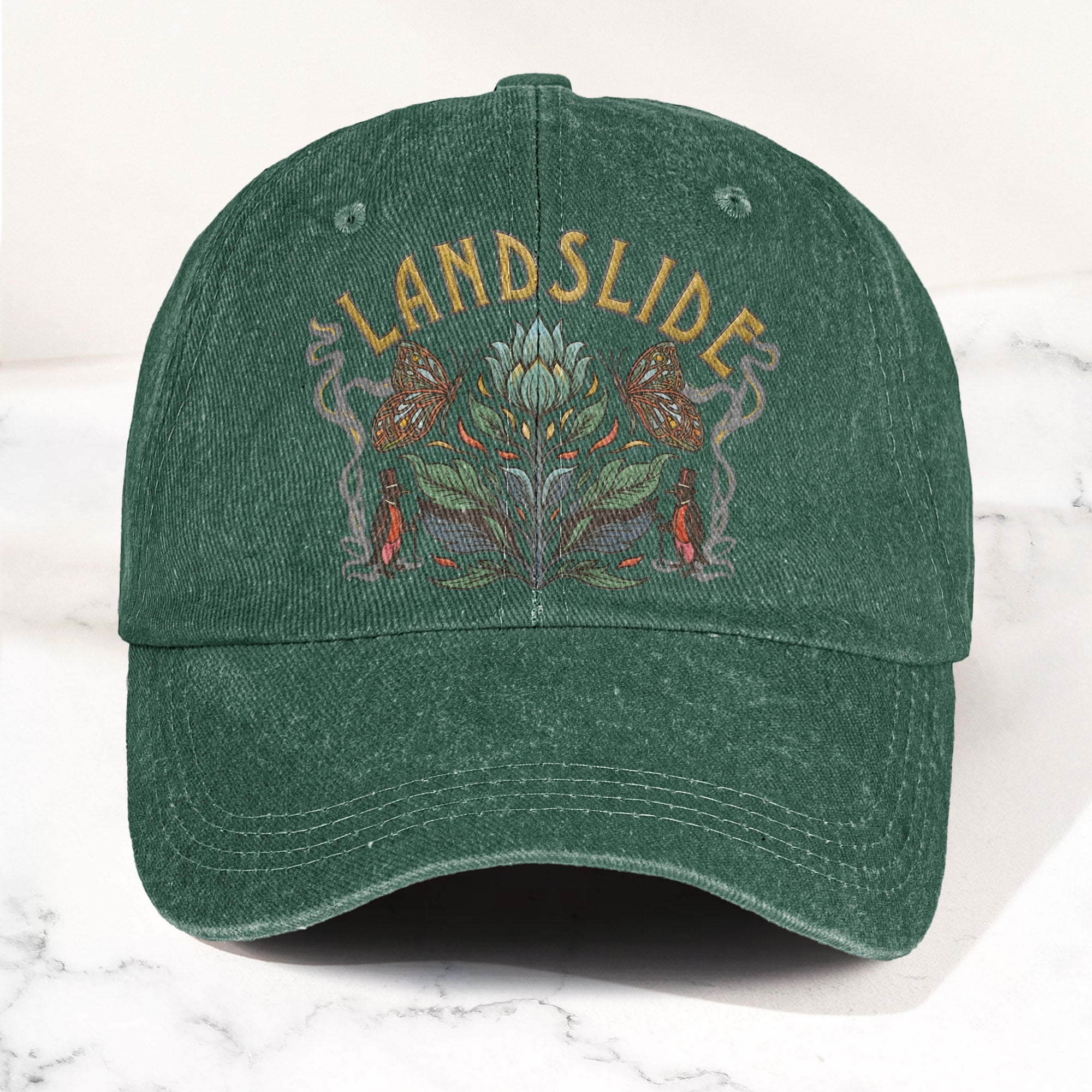 Fleetwood Mac Landslide Stevie Nicks Butterfly Floral Lyrics Music Merch Denim Cap Retro Vintage Dad Cap Gift For Dad (With Box)