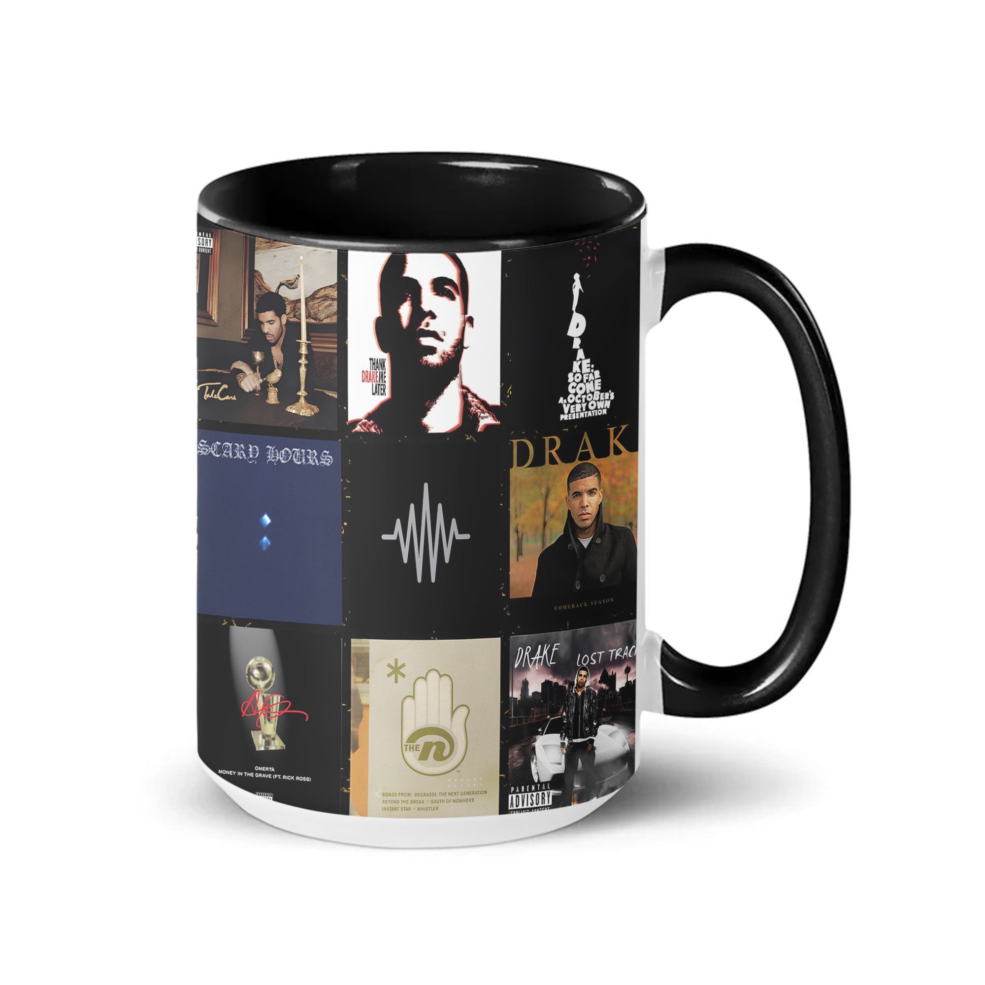 Drake Accent Mug Iconic Album Cover Collage Gift for Hip-Hop & R&B Fans