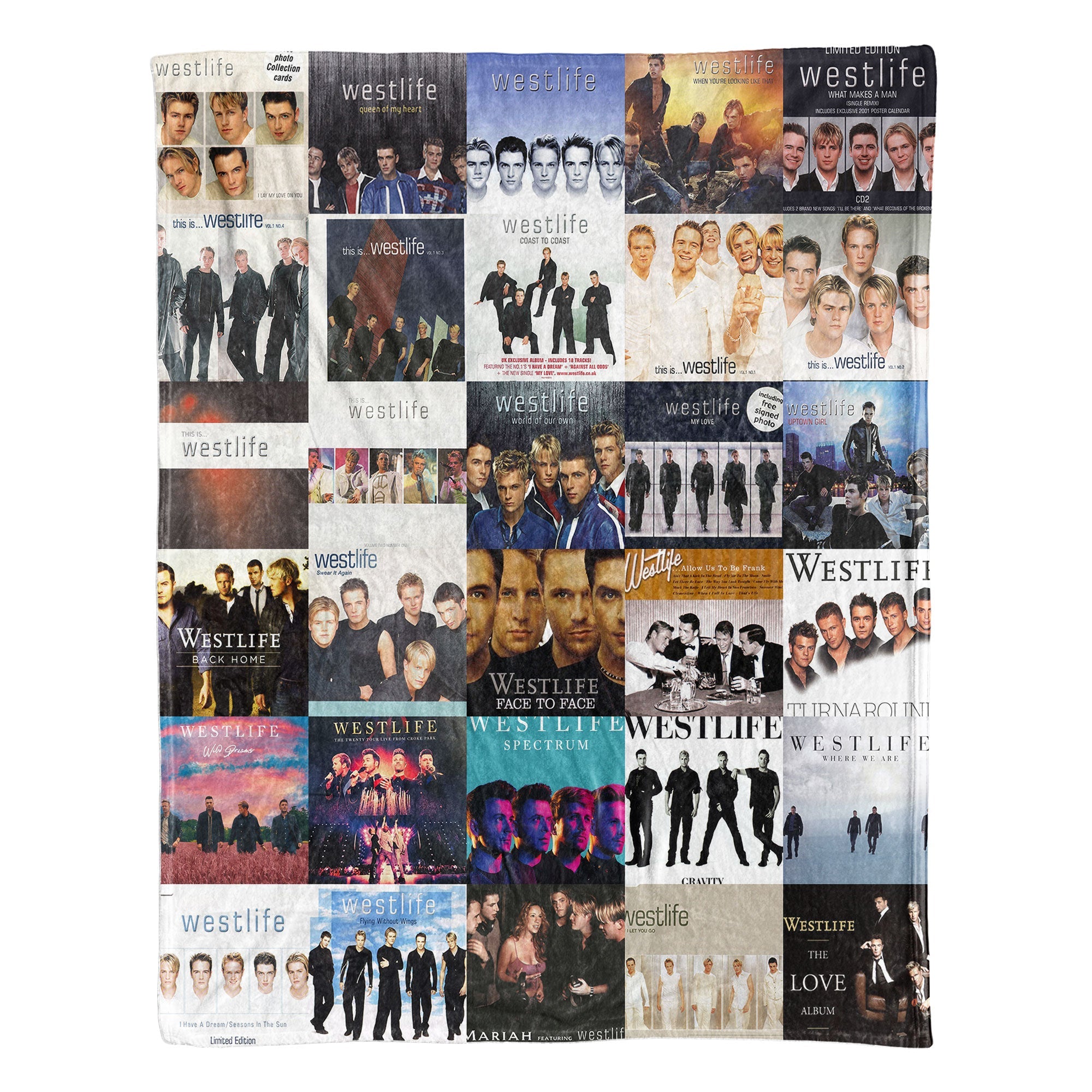 Westlife Sherpa Blanket Iconic Album Cover Collage Cozy Throw for Pop Ballad Lovers