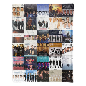 Westlife Sherpa Blanket Iconic Album Cover Collage Cozy Throw for Pop Ballad Lovers