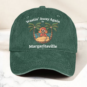 Wastin' Away Again in Margaritaville Denim Cap Retro Jimmy Buffett Inspired Dad Hat (With Box)