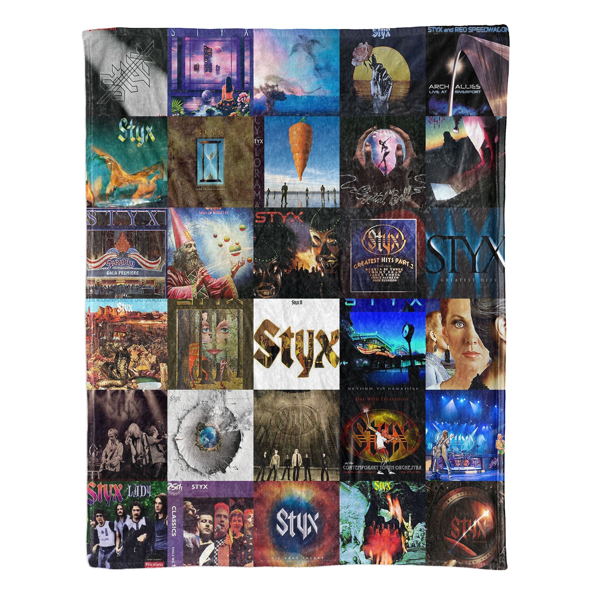 Styx Sherpa Blanket Iconic Album Cover Collage Cozy Throw for Classic Rock Fans
