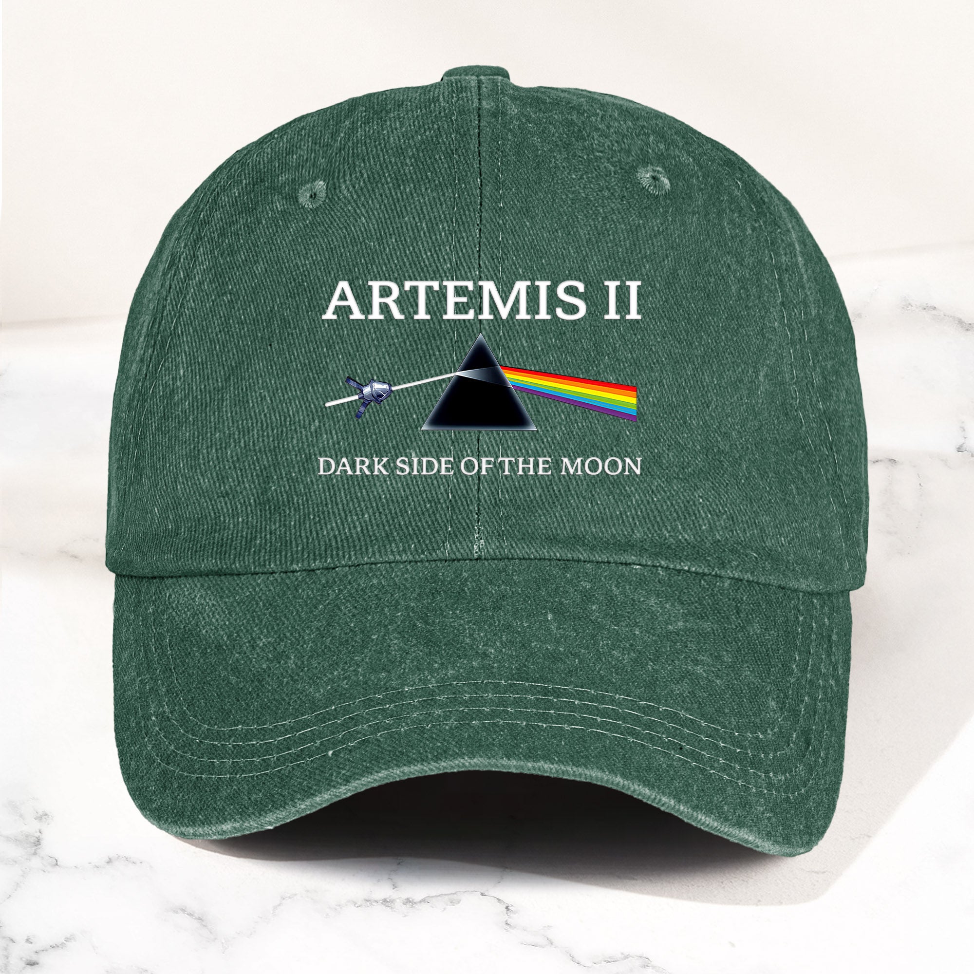 Artemis II Denim Cap Dark Side of the Moon Inspired Space Dad Hat ( With Box)