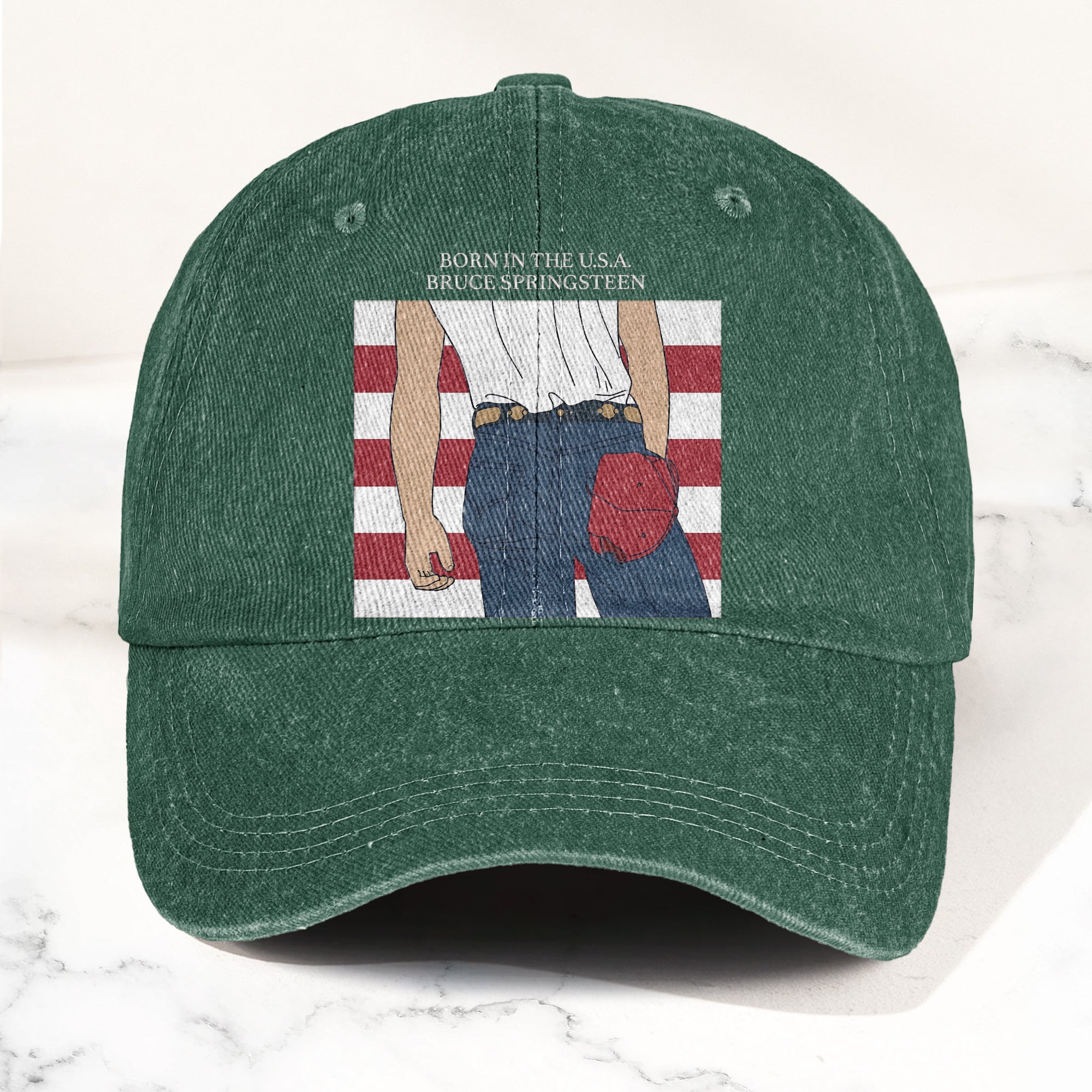 Born in the U.S.A Bruce Springsteen Denim Cap Retro Music Fan Merch Cap Gift For Dad (With Box)