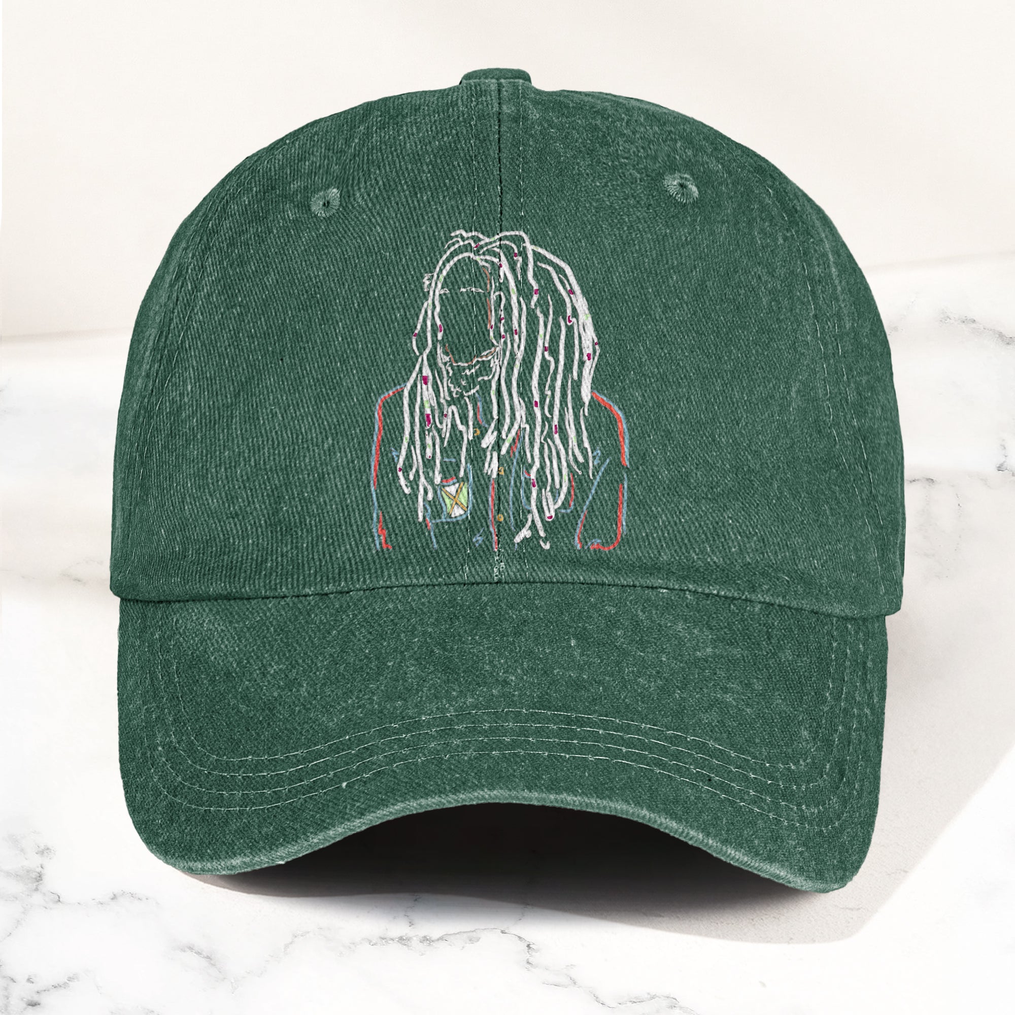 Bob Marley Portrait Casual Denim Cap Retro Music Fan Concert Cap Gift For Dad (With Box)