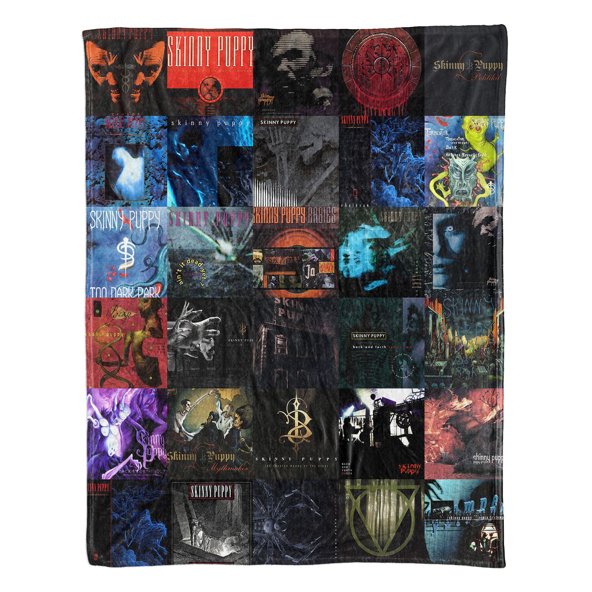 Skinny Puppy Sherpa Blanket Iconic Album Cover Collage Cozy Throw for Industrial Music Fans