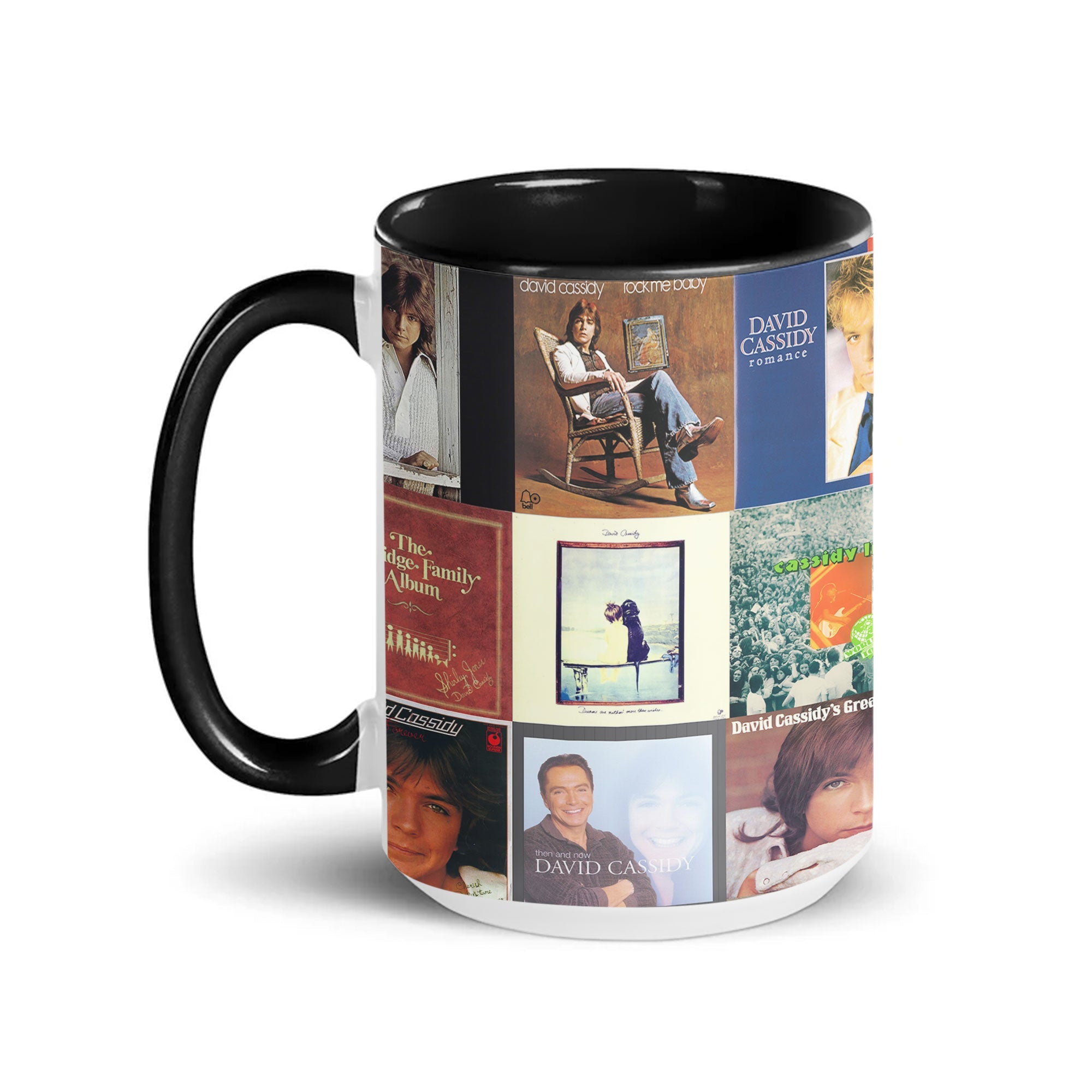 David Cassidy Accent Mug Classic Album Cover Collage Gift for Pop Music Fans