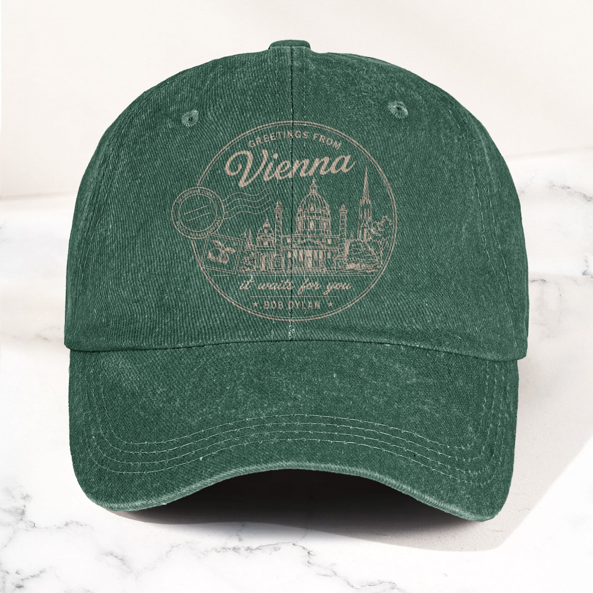 Bob Dylan Vienna It Waits For You Denim Cap Retro Vintage Dad Cap Gift For Dad (With Box)