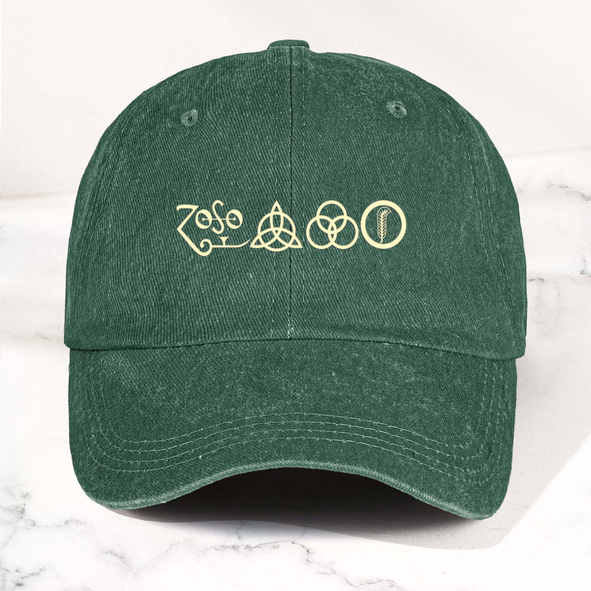 Led Zeppelin Denim Cap ZoSo Symbols Minimalist Dad Hat ( With Box)