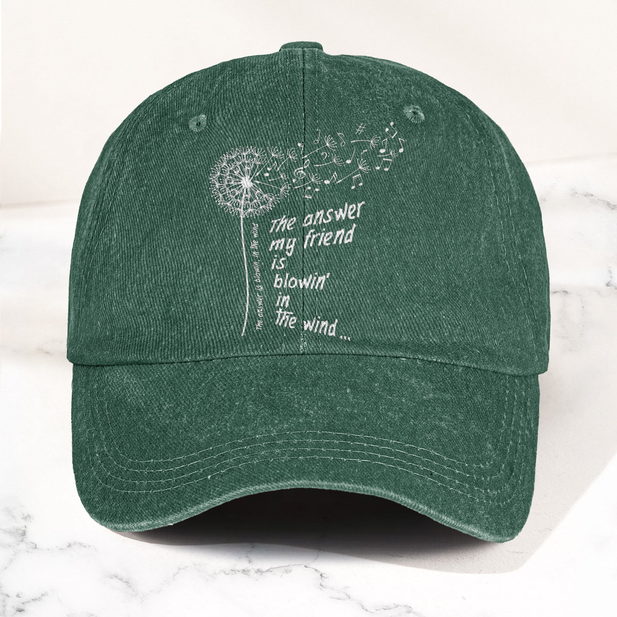 Bob Dylan Blowin In The Wind Dandelion Lyrics Folk Music Merch Denim Cap Retro Vintage Dad Cap Gift For Dad (With Box)