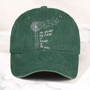 Bob Dylan Blowin In The Wind Dandelion Lyrics Folk Music Merch Denim Cap Retro Vintage Dad Cap Gift For Dad (With Box)