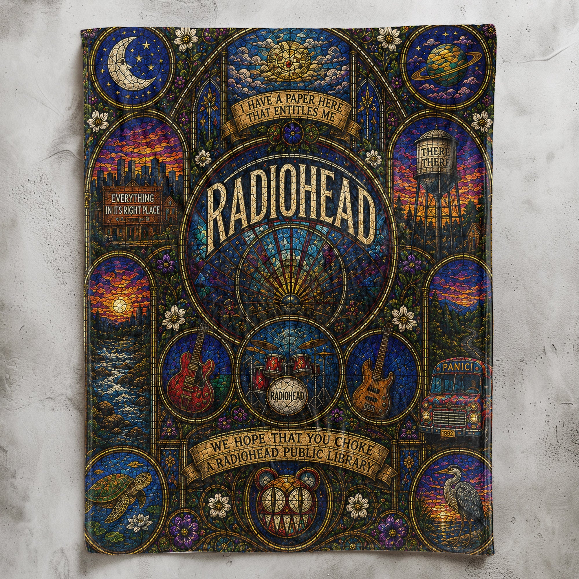 Radiohead Sherpa Blanket Modified Bear Stained Glass Blanket