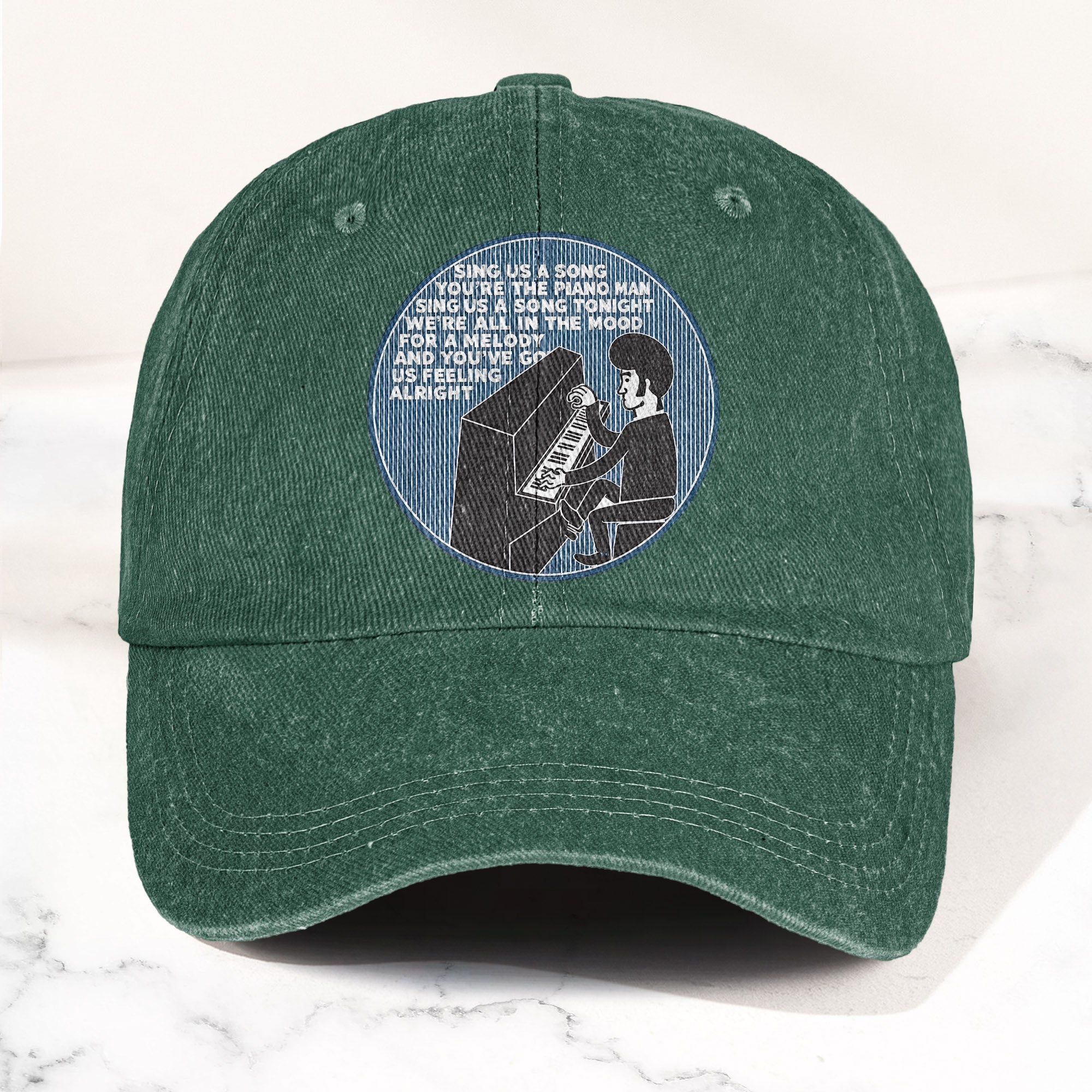 Billy Joel Piano Man Sing Us A Song Lyrics Vintage Graphic Denim Cap Retro Vintage Dad Cap Gift For Dad (With Box)