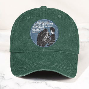 Billy Joel Piano Man Sing Us A Song Lyrics Vintage Graphic Denim Cap Retro Vintage Dad Cap Gift For Dad (With Box)