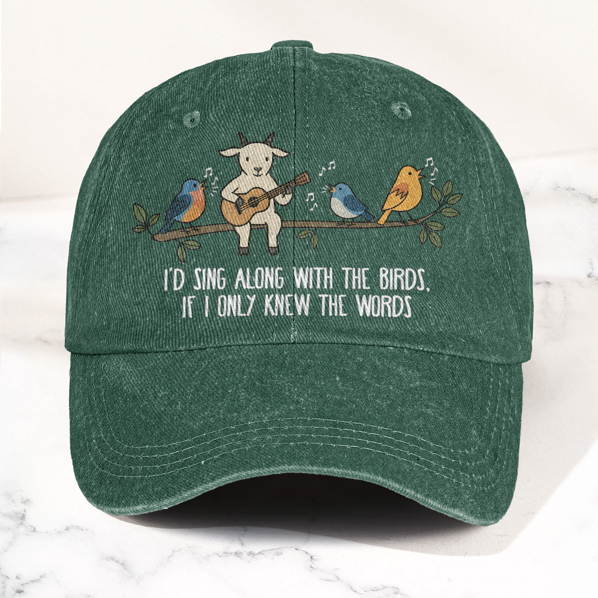 Billy Strings Gild the Lily Lyrics Goat Acoustic Guitar Cosmic Bluegrass Vintage Denim Cap Retro Vintage Dad Cap Gift For Dad (With Box)