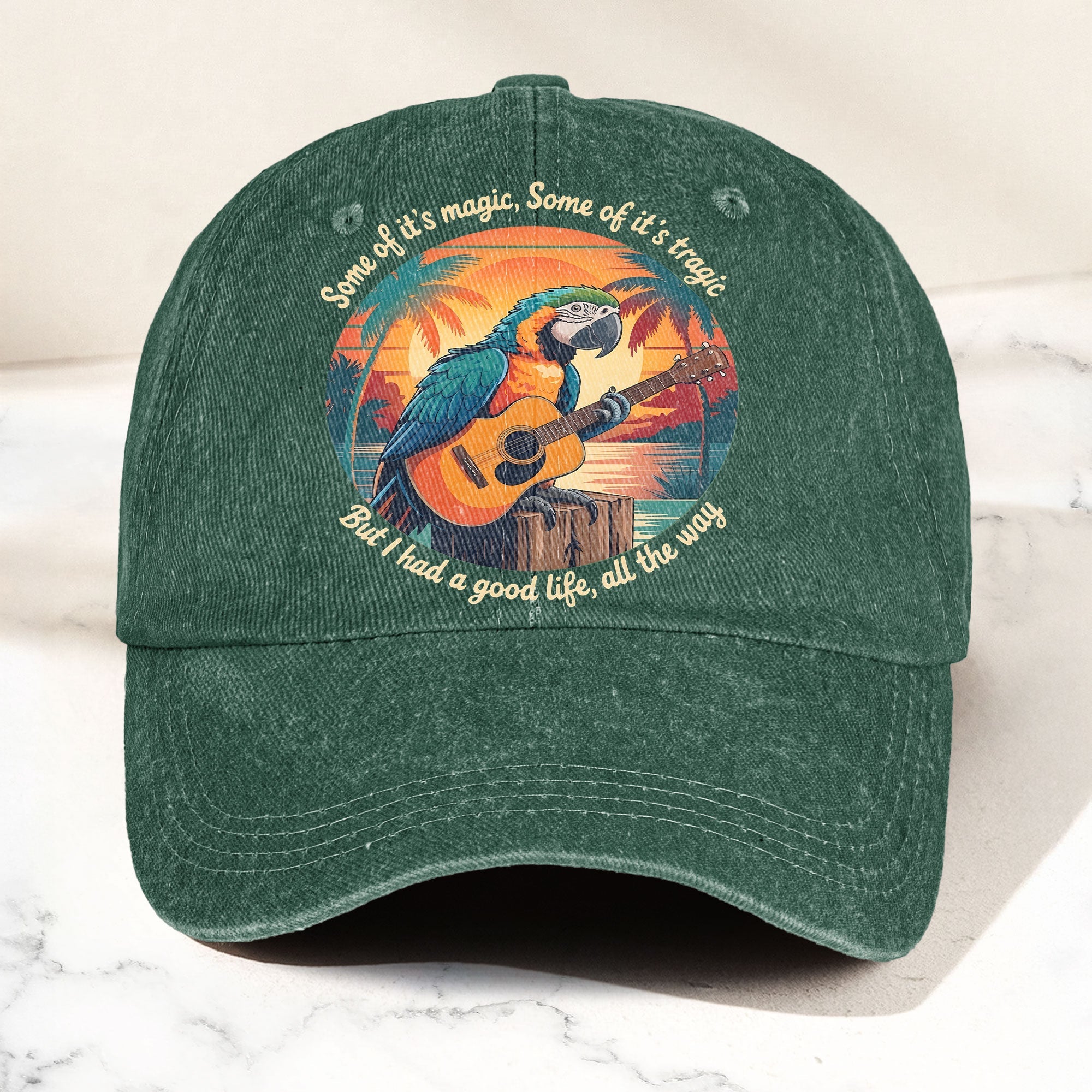 Some of Its Magic, Some of Its Tragic Denim Cap Retro Jimmy Buffett Inspired Dad Hat (With Box)