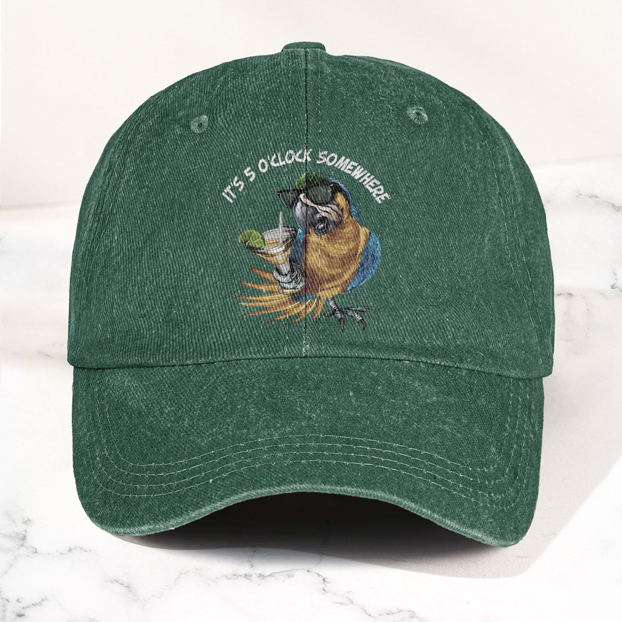 It's 5 O'Clock Somewhere Denim Cap Retro Jimmy Buffett Tribute Dad Baseball Cap (With Box)