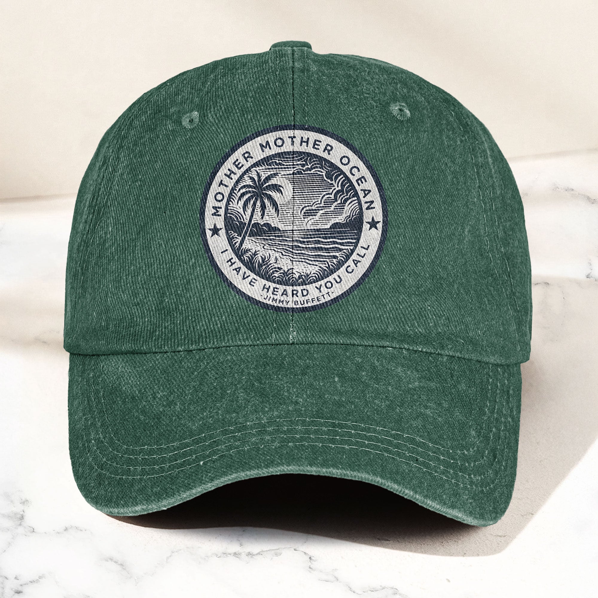 Mother Oceans Denim Cap Retro Jimmy Buffett Inspired Dad Hat (With Box)