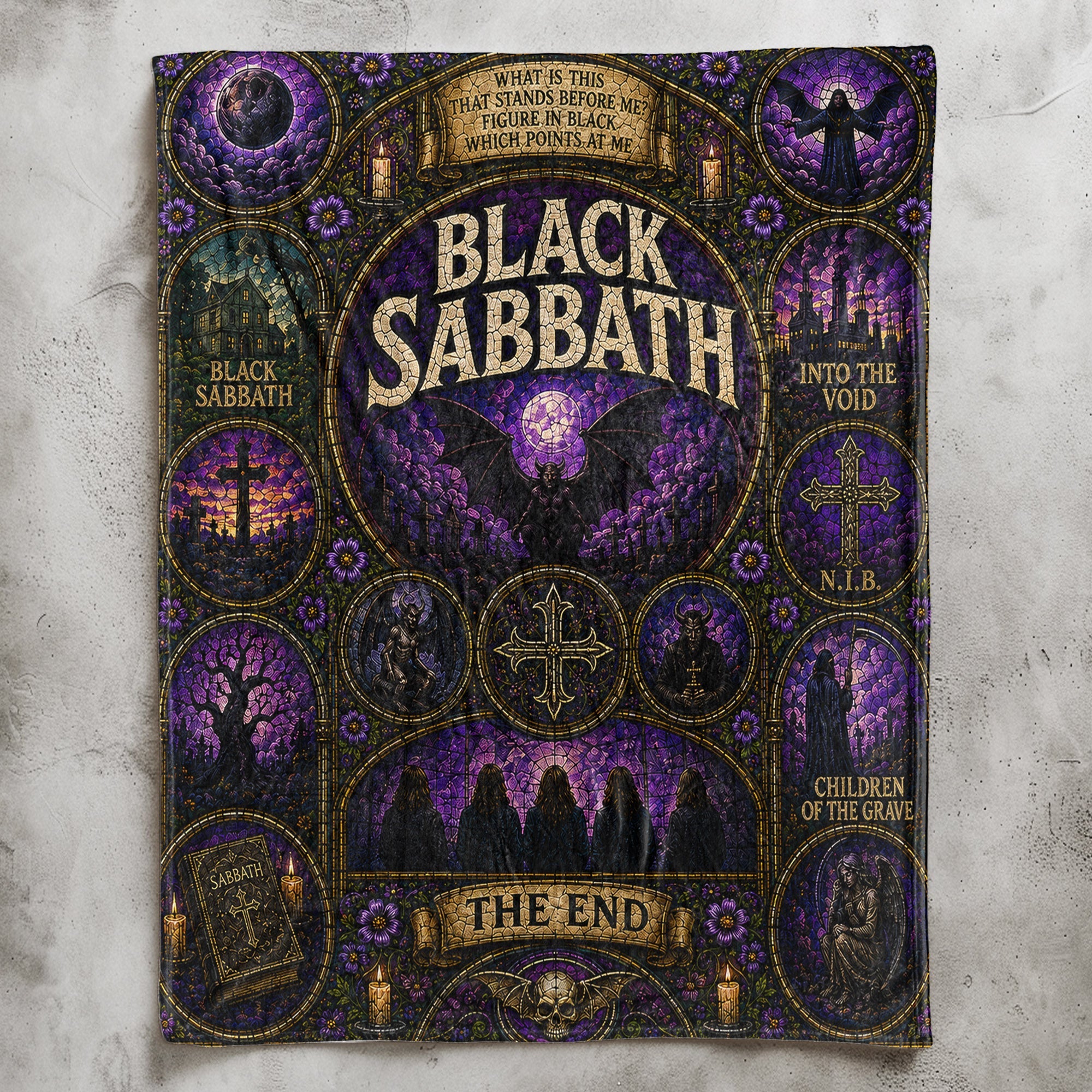 Black Sabbath Sherpa Blanket The End Stained Glass Blanket