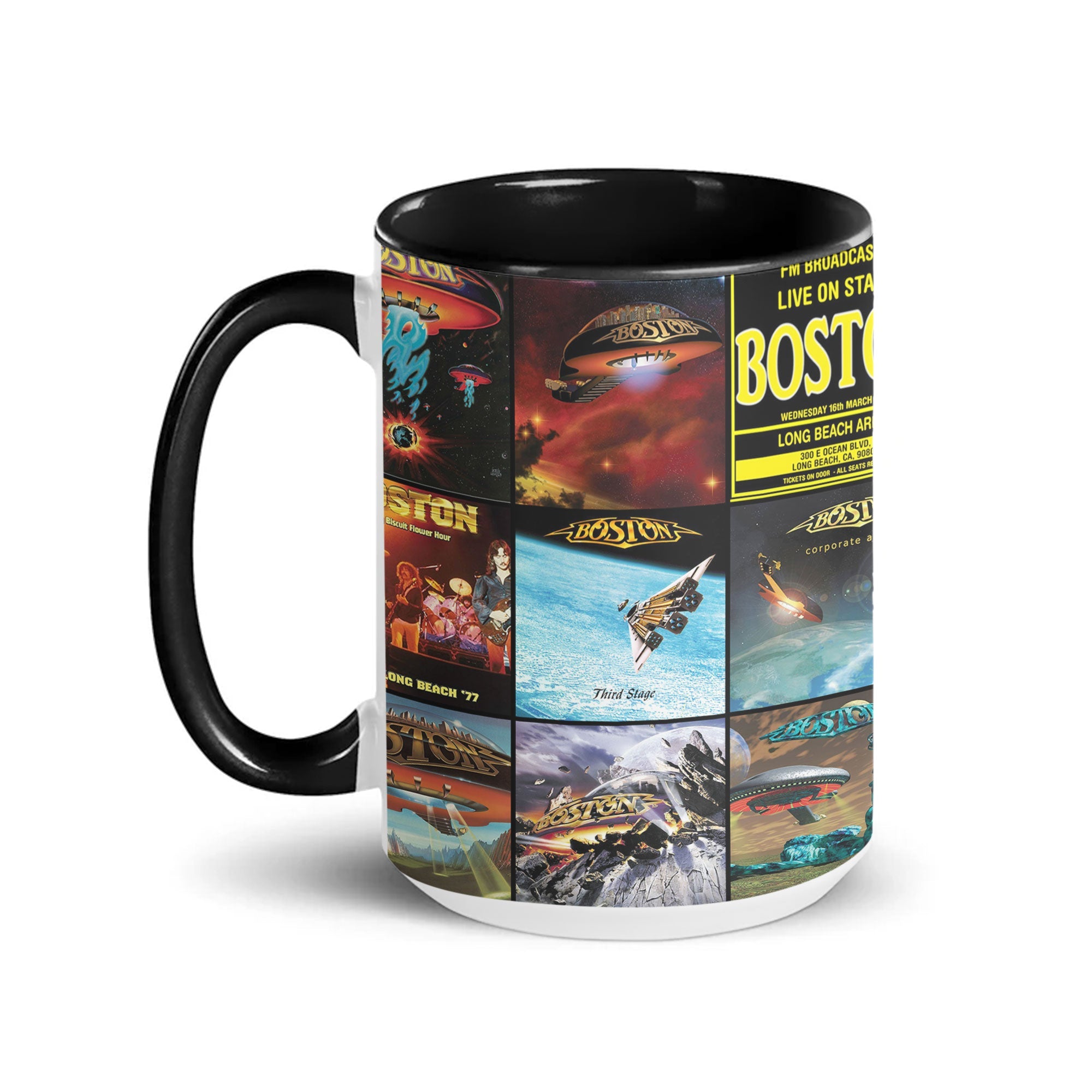 Boston Accent Mug Classic Album Cover Collage Gift for Rock Fans