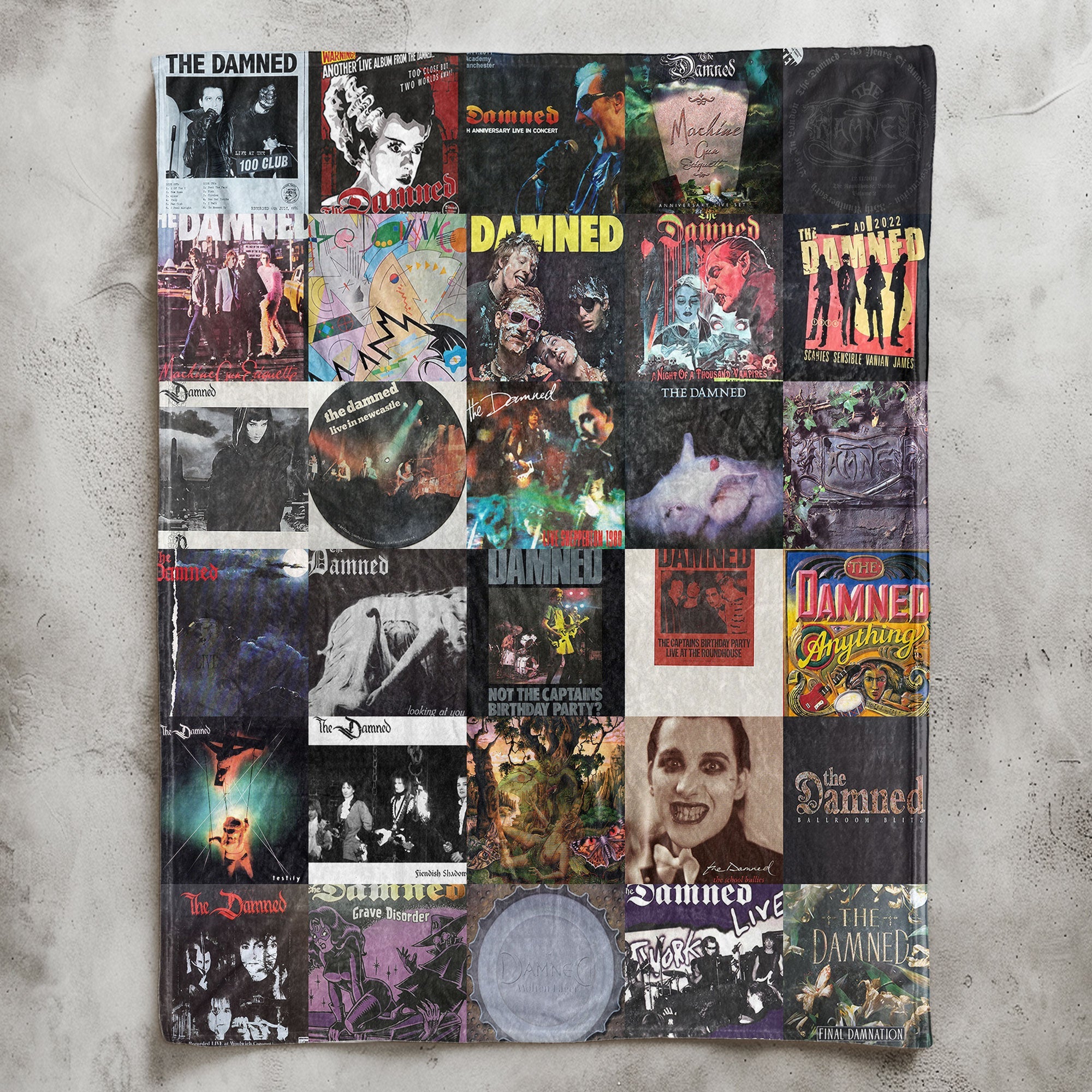 The Damned Sherpa Blanket Iconic Album Cover Collage Cozy Throw for Punk & Goth Rock Fans
