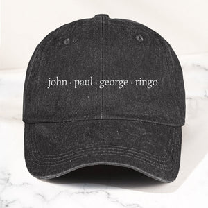 John Paul George Ringo Denim Cap Minimalist Beatles Dad Hat Gift ( With Box)