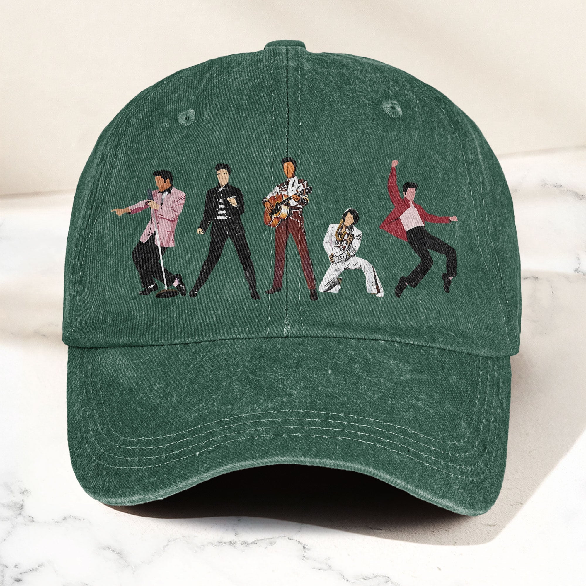 Elvis Presley Denim Cap Iconic Eras Graphic Dad Hat (With Box)