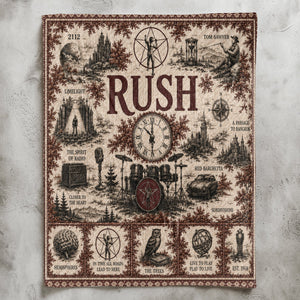 Rush Band Sherpa Blanket Starman Vintage Sketch Collage Progressive Rock Blanket