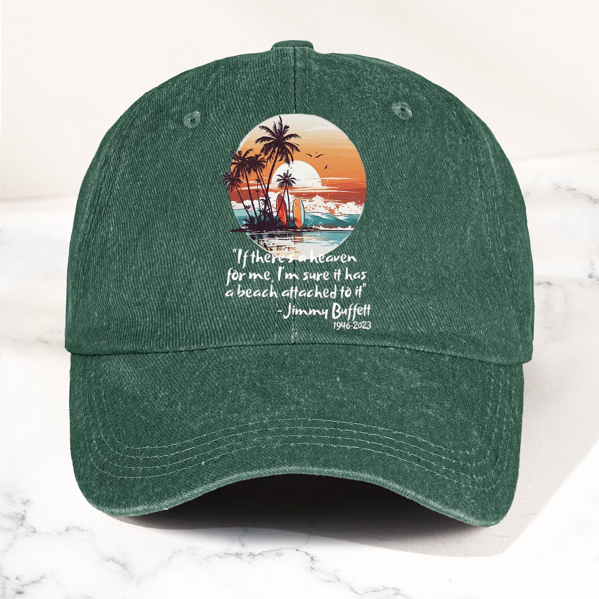 Jimmy Buffett Beach Quote Denim Dad Cap Vintage Washed Tropical Hat