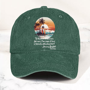 Jimmy Buffett Beach Quote Denim Dad Cap Vintage Washed Tropical Hat