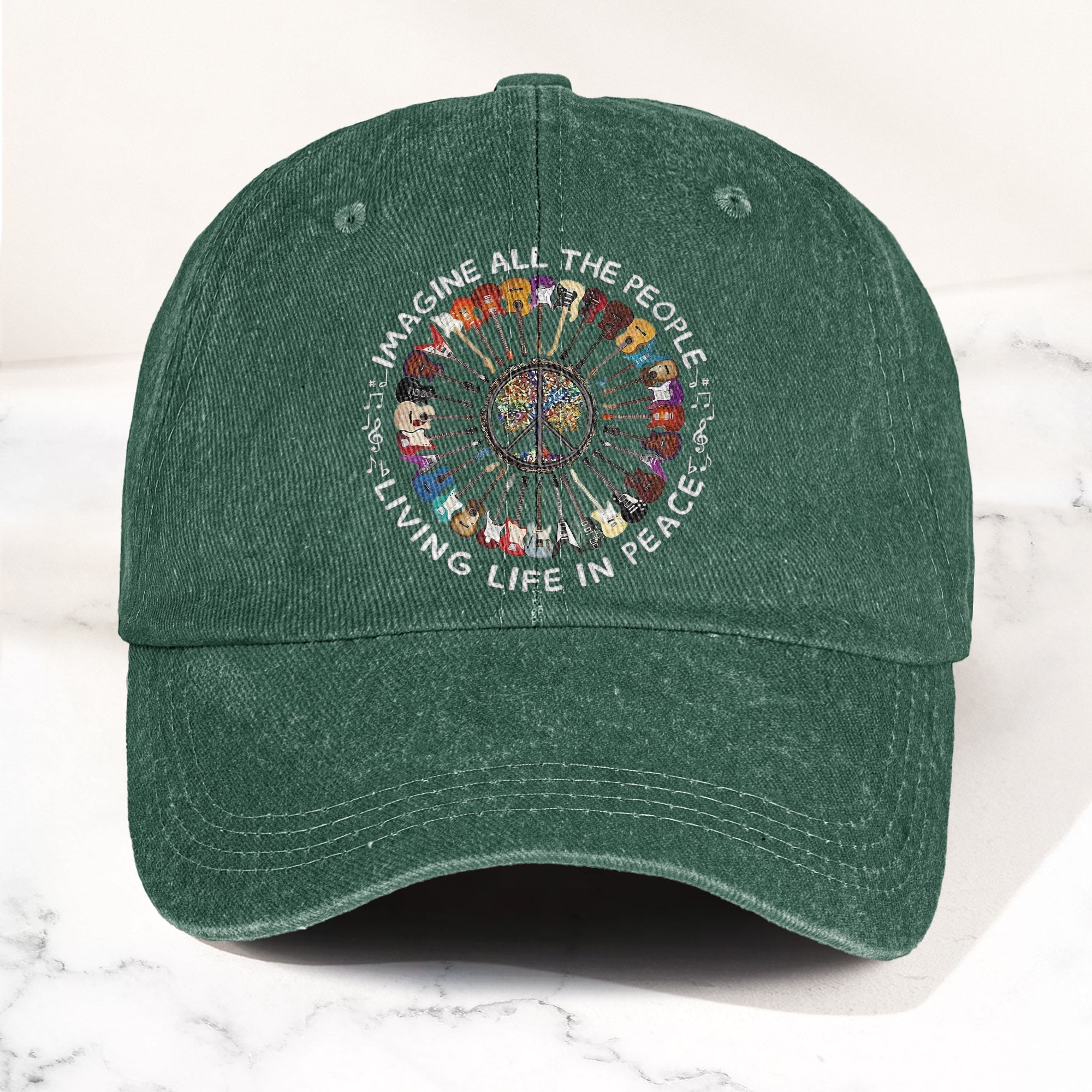 Imagine All The People Living Life In Peace Denim Cap Retro Music John Lenon Cap Gift For Dad (With Box)