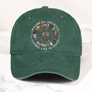 Imagine All The People Living Life In Peace Denim Cap Retro Music John Lenon Cap Gift For Dad (With Box)