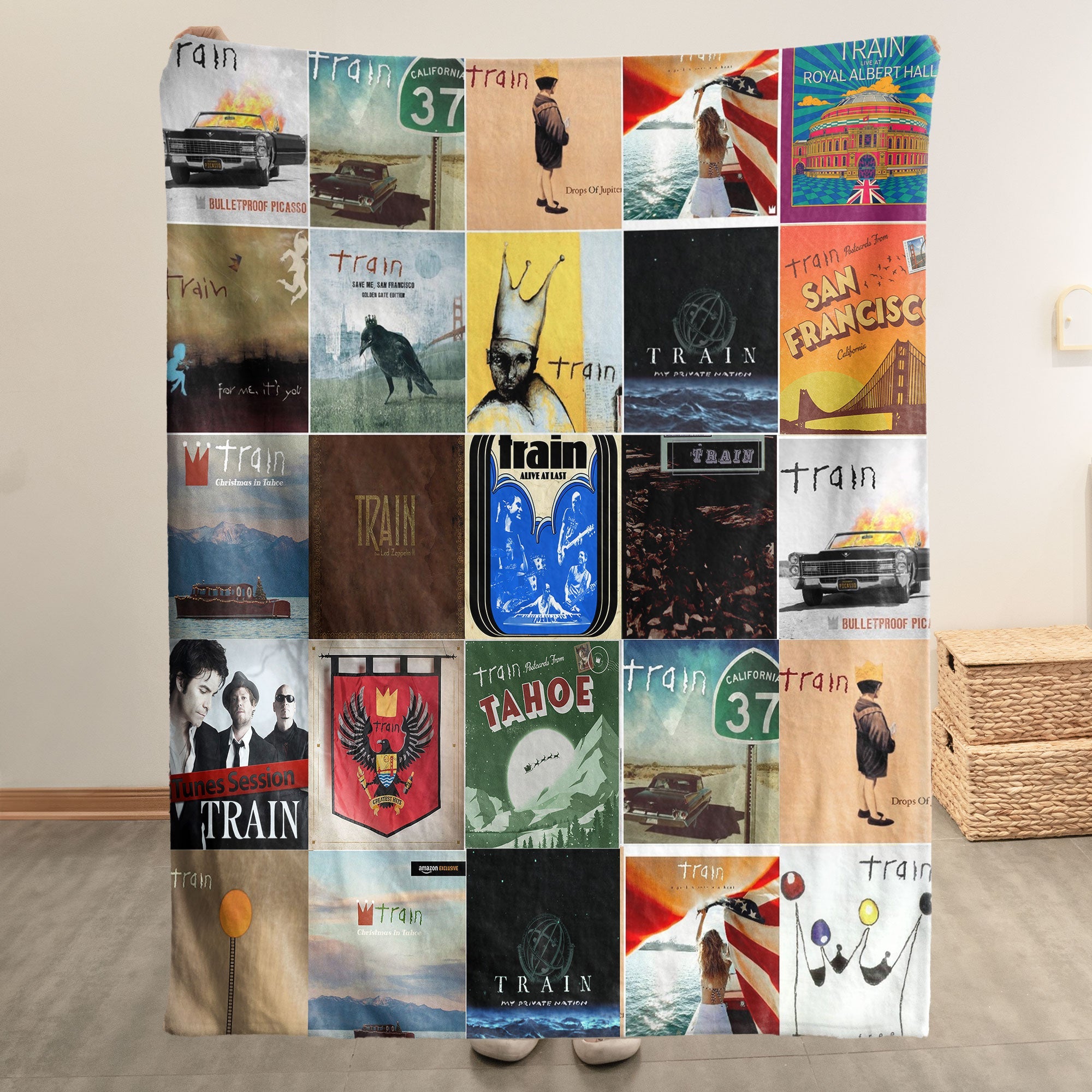 Train Sherpa Blanket A Cozy Album Art Collection for True Fans