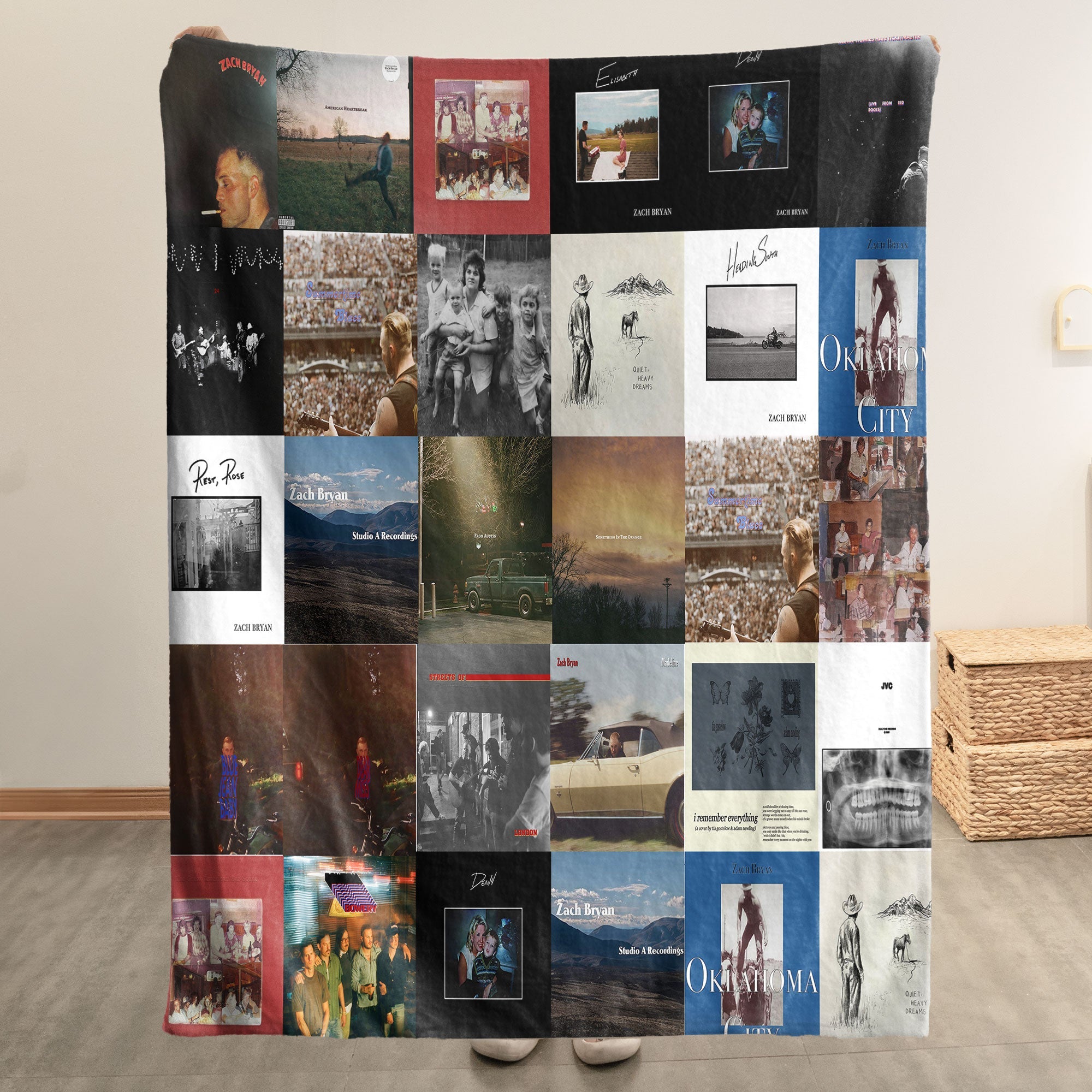 Zach Bryan Sherpa Blanket A Heartland Memory Quilt for True Fans