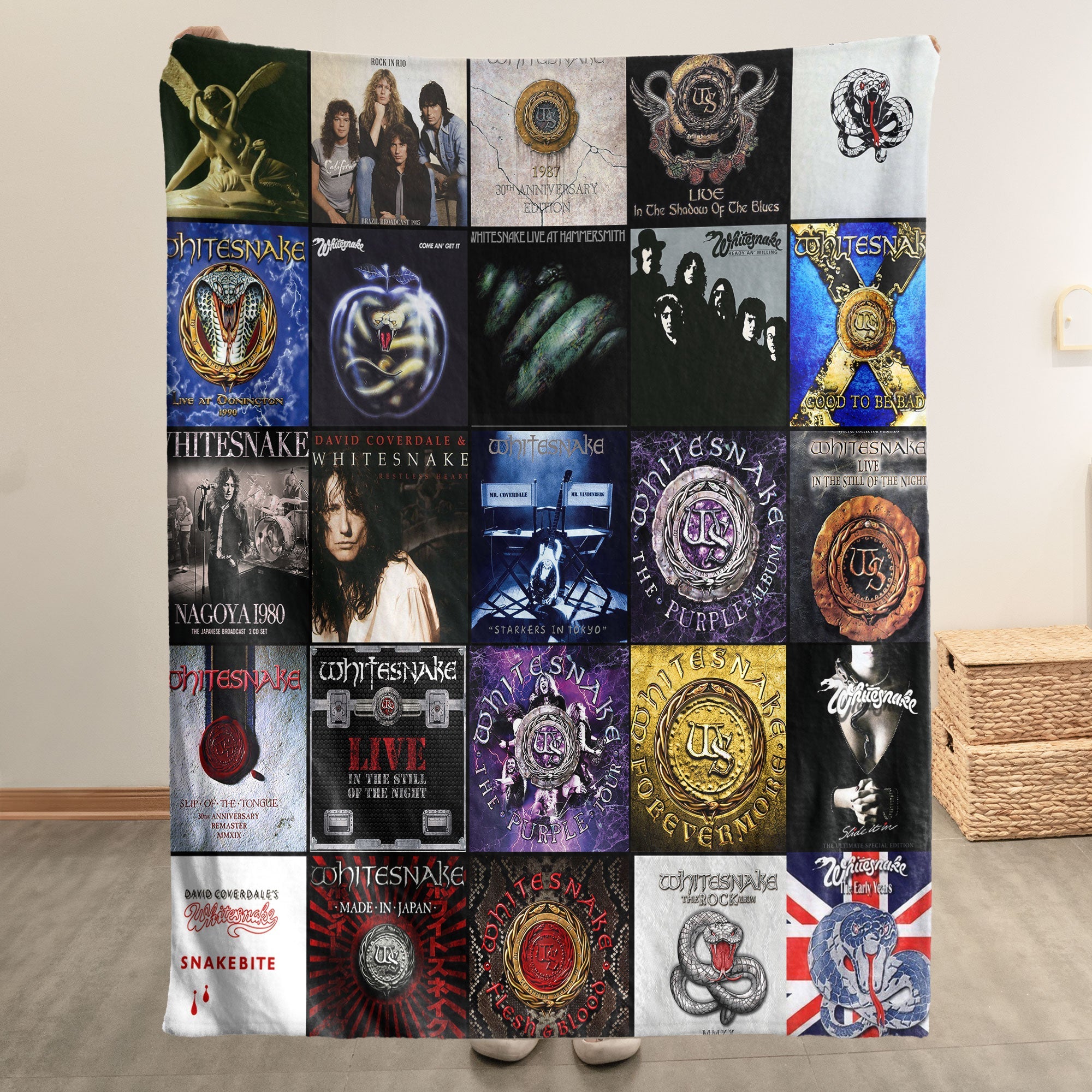 Whitesnake Sherpa Blanket A Legendary Hard Rock Album Collage for True Fans