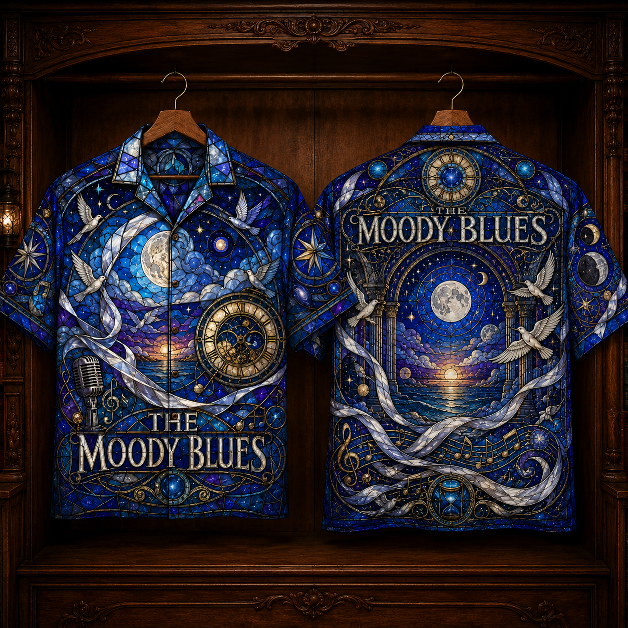 The Moody Blues Hawaiian Shirt - Stained Glass Progressive Rock All-Over Print Button-Up Shirt
