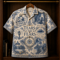 Tears For Fears Hawaiian Shirt - Unisex Toile De Jouy Delft Blue Floral Button Up
