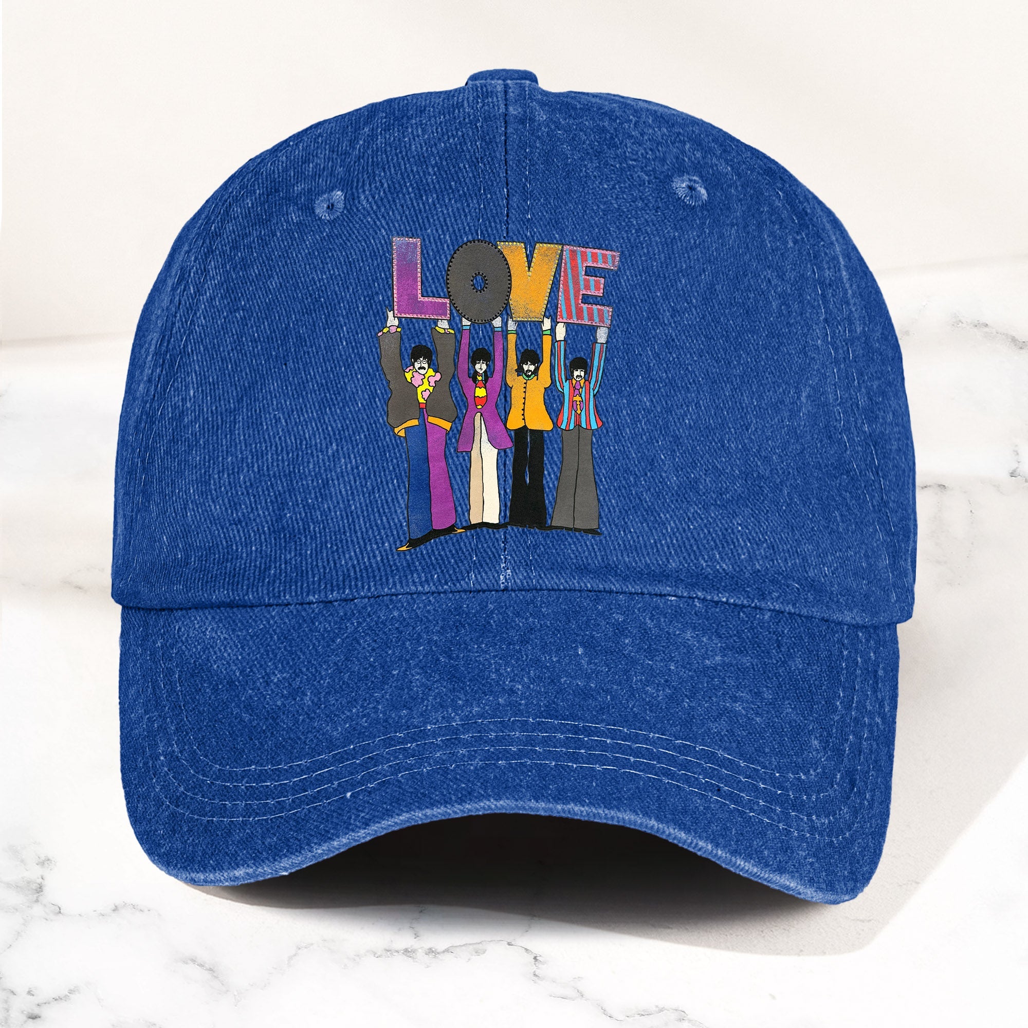 The Beatles Denim Dad Cap LOVE Album Inspired Design (With BOX)