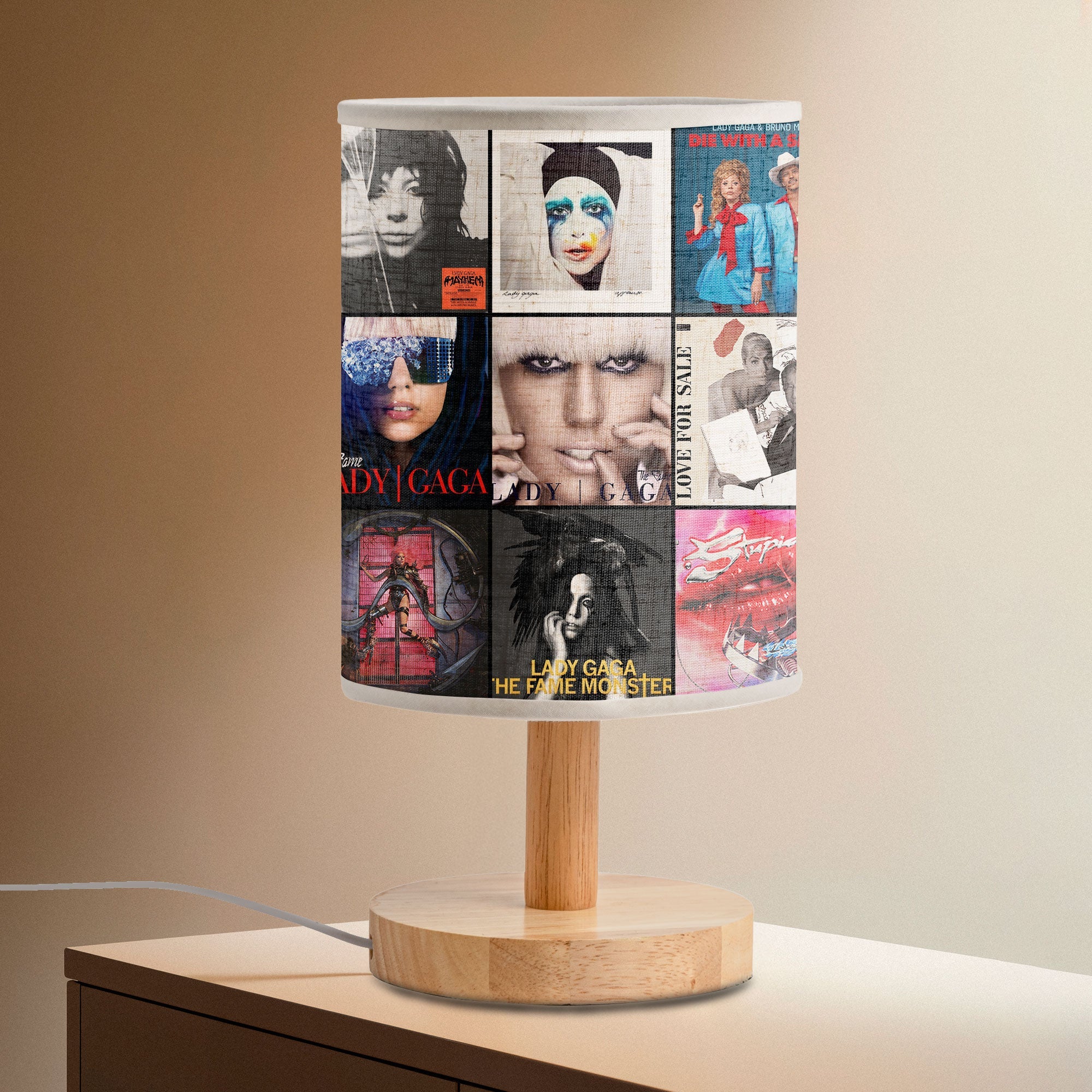 Lady Gaga Album Collage Lamp Pop Icon Night Light for True Little Monsters